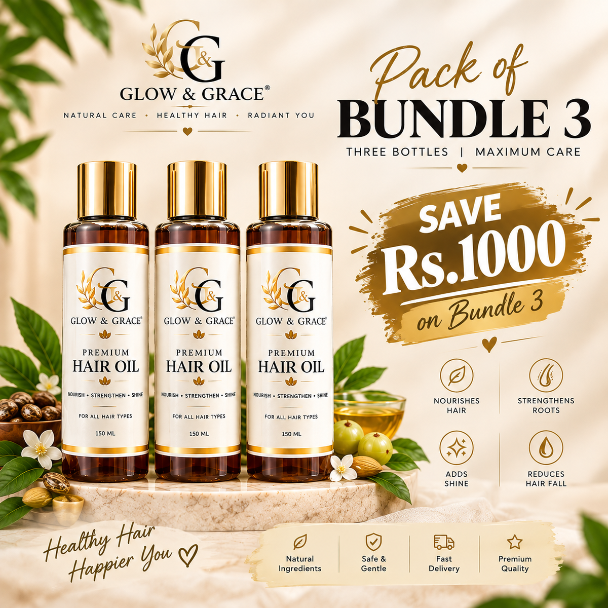 Premium Hair Oil – Bundle of 3 | Save Rs. 1,000